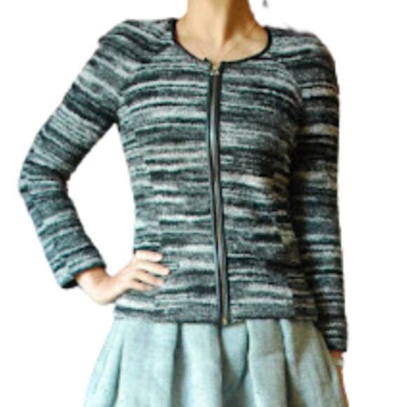 Isabel Marant Lexy Black & White leather trim Cardigan Size Small - Picture 1 of 4